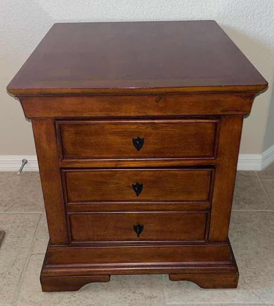 Photo 1 of PLUNKETT HOME FURNISHINGS WOOD NIGHT STAND/END TABLE W TWO DRAWERS 26” x 22” H24”