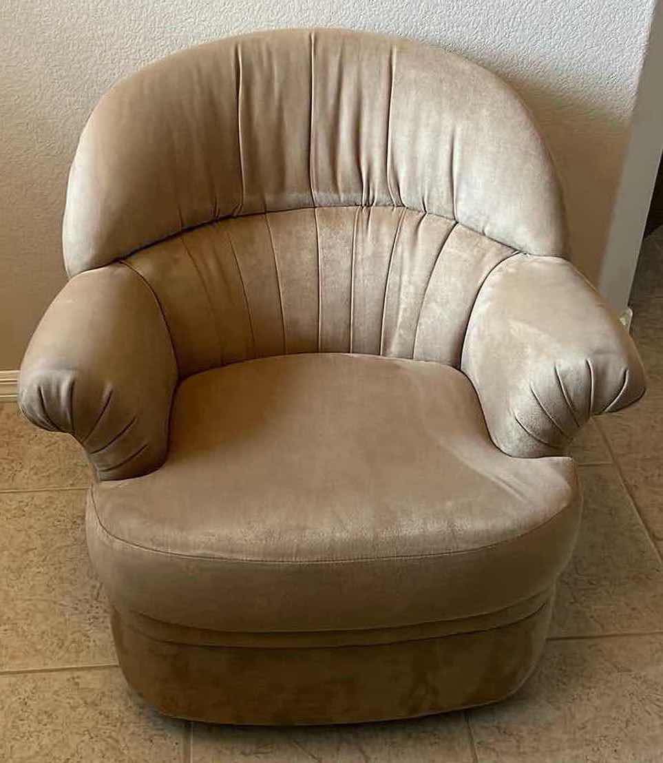 Photo 1 of MID CENTURY MODERN SWIVEL ROCKER CLUB CHAIR, TAN 38” X 34” H31.5”