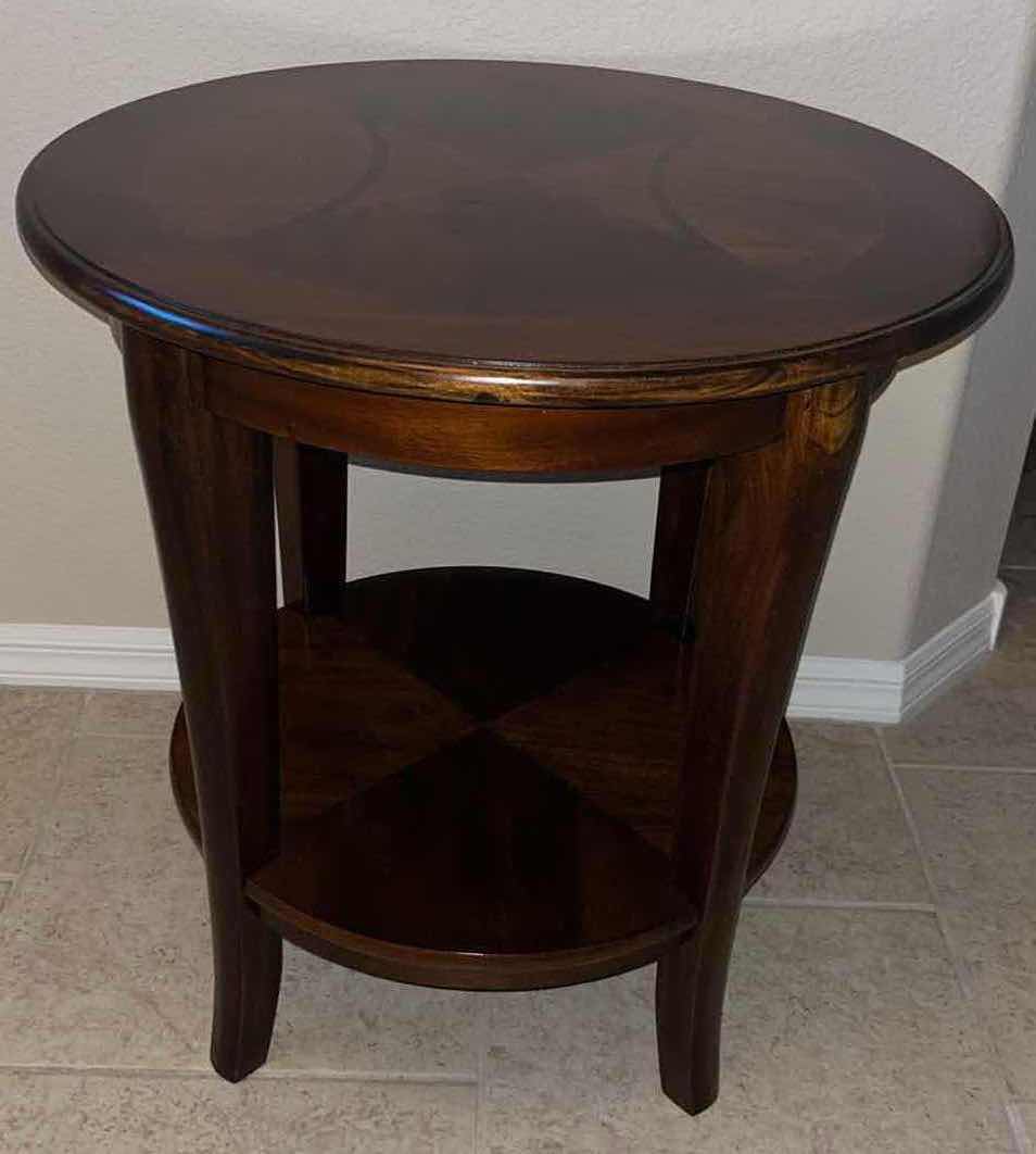 Photo 1 of MID CENTURY WOOD ROUND SIDE TABLE MADE IN INDONESIA 26” X 26” H27”