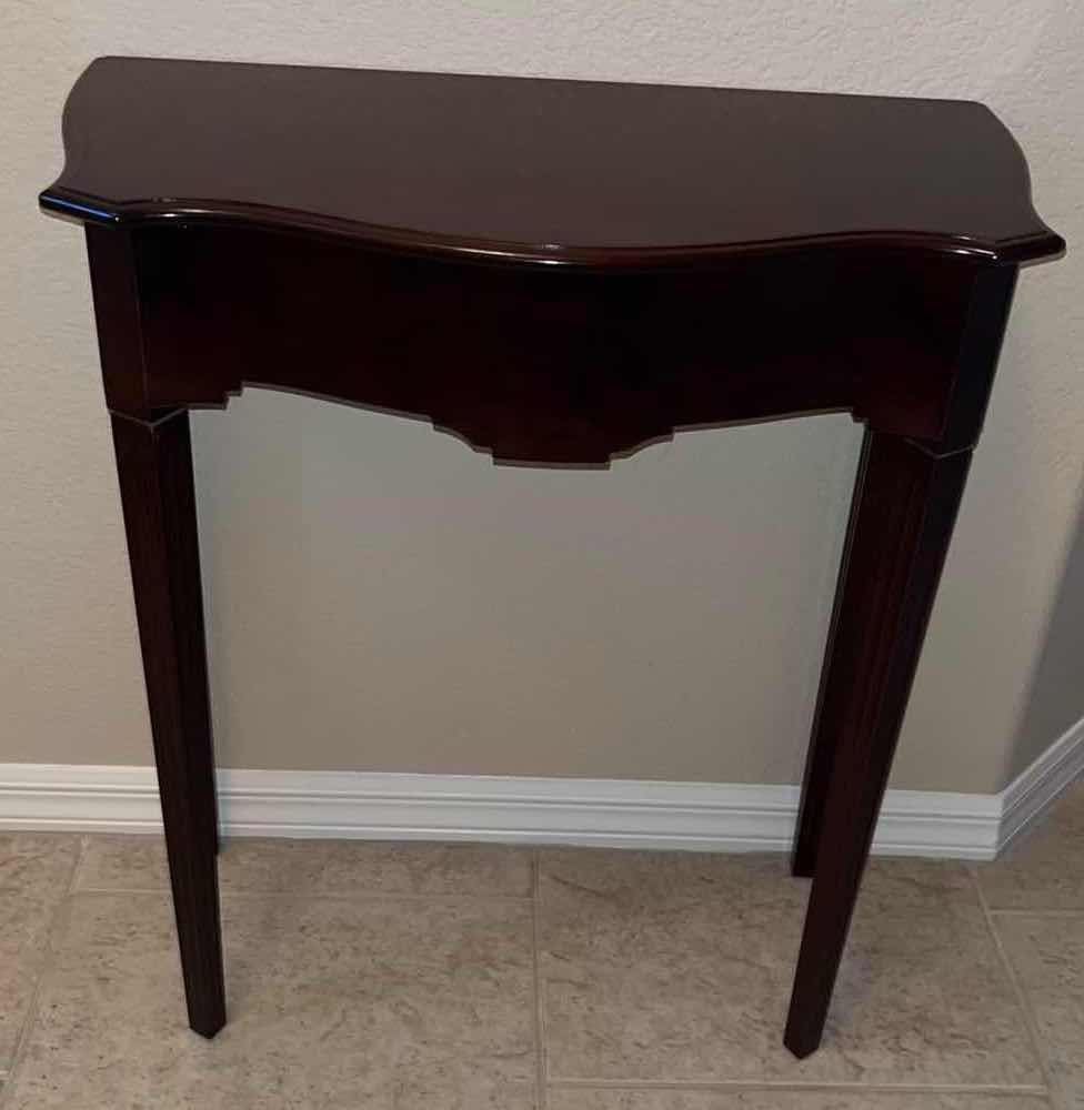 Photo 1 of MID CENTURY MODERN THE BOMBAY COMPANY MAHOGANY CONSOLE TABLE 13.5” X 25.25” H28.25”