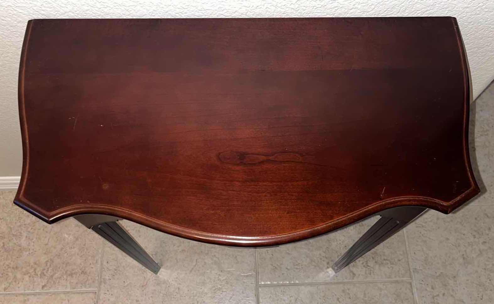 Photo 2 of MID CENTURY MODERN THE BOMBAY COMPANY MAHOGANY CONSOLE TABLE 13.5” X 25.25” H28.25”