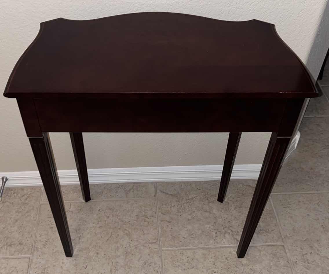 Photo 5 of MID CENTURY MODERN THE BOMBAY COMPANY MAHOGANY CONSOLE TABLE 13.5” X 25.25” H28.25��”