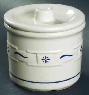 Photo 1 of LONGABERGER POTTERY WOVEN TRADITIONS CLASSIC BLUE CANDY JAR & LID 4.5” X 4.5”