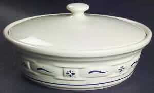 Photo 1 of LONGABERGER POTTERY WOVEN TRADITIONS CLASSIC BLUE 1 QUART ROUND COVERED CASSEROLE DISH 8.25” X 4”