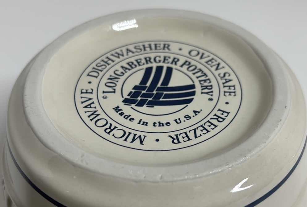 Photo 4 of LONGABERGER POTTERY WOVEN TRADITIONS CLASSIC BLUE BUTTER TUB & LID 5.75” X 4.25”