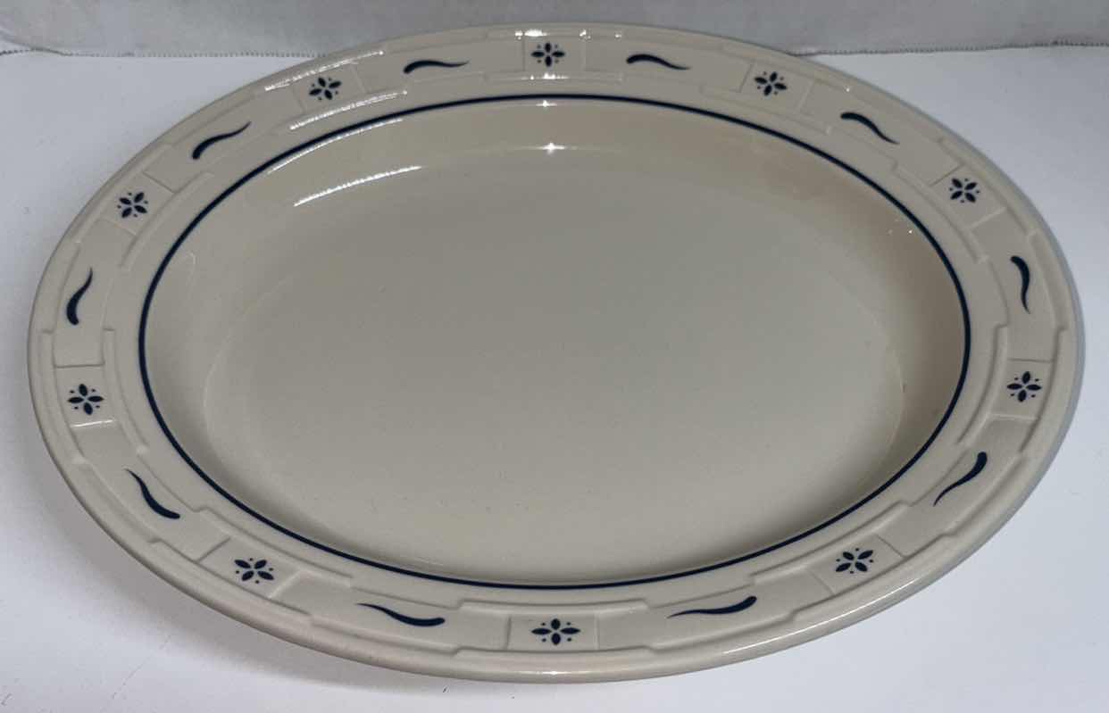 Photo 2 of LONGABERGER POTTERY WOVEN TRADITIONS CLASSIC BLUE 12” OVAL SERVING PLATTER