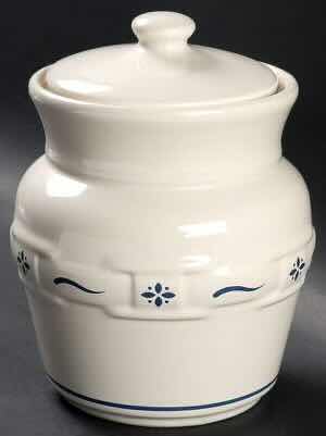 Photo 1 of LONGABERGER POTTERY WOVEN TRADITIONS CLASSIC BLUE SMALL CANISTER & LID H7.5”