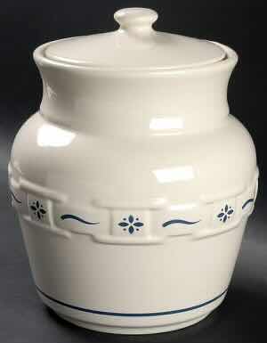 Photo 1 of LONGABERGER POTTERY WOVEN TRADITIONS CLASSIC BLUE LARGE CANISTER & LID H9.5”