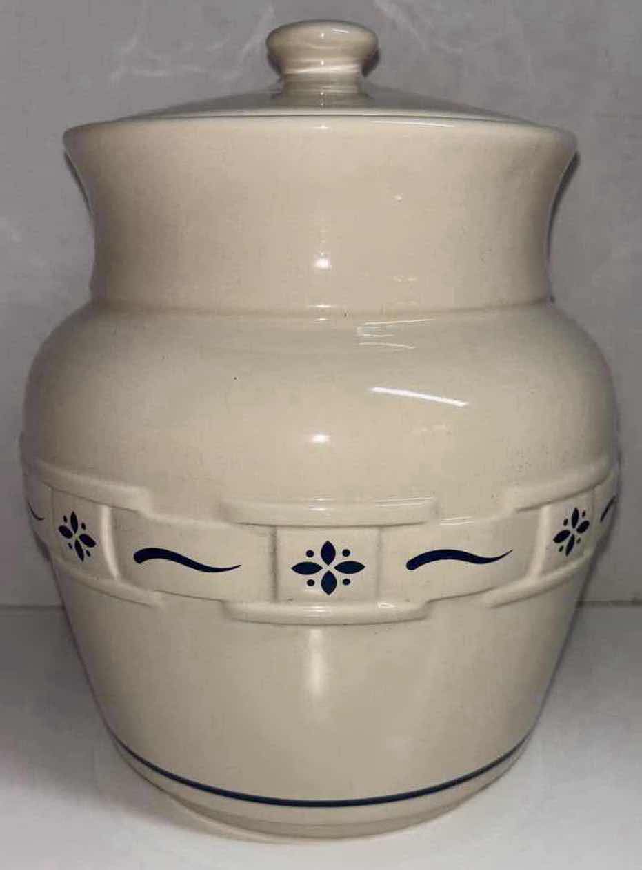 Photo 2 of LONGABERGER POTTERY WOVEN TRADITIONS CLASSIC BLUE LARGE CANISTER & LID H9.5”