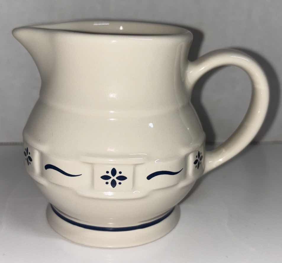 Photo 1 of LONGABERGER POTTERY WOVEN TRADITIONS CLASSIC BLUE CREAMER H4”