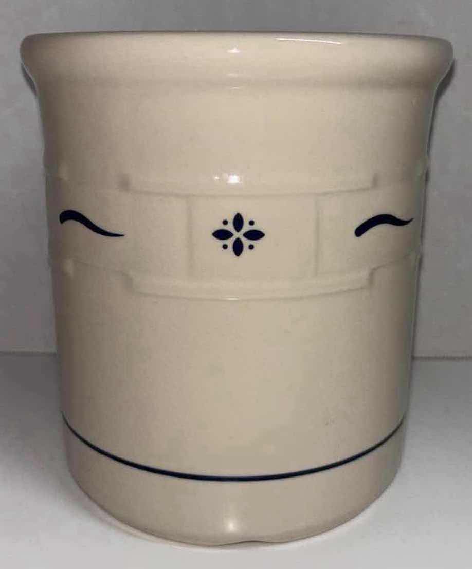 Photo 1 of LONGABERGER POTTERY WOVEN TRADITIONS CLASSIC BLUE 2 QUART UTENSIL/PICKLING CROCK 6” X 6.75”