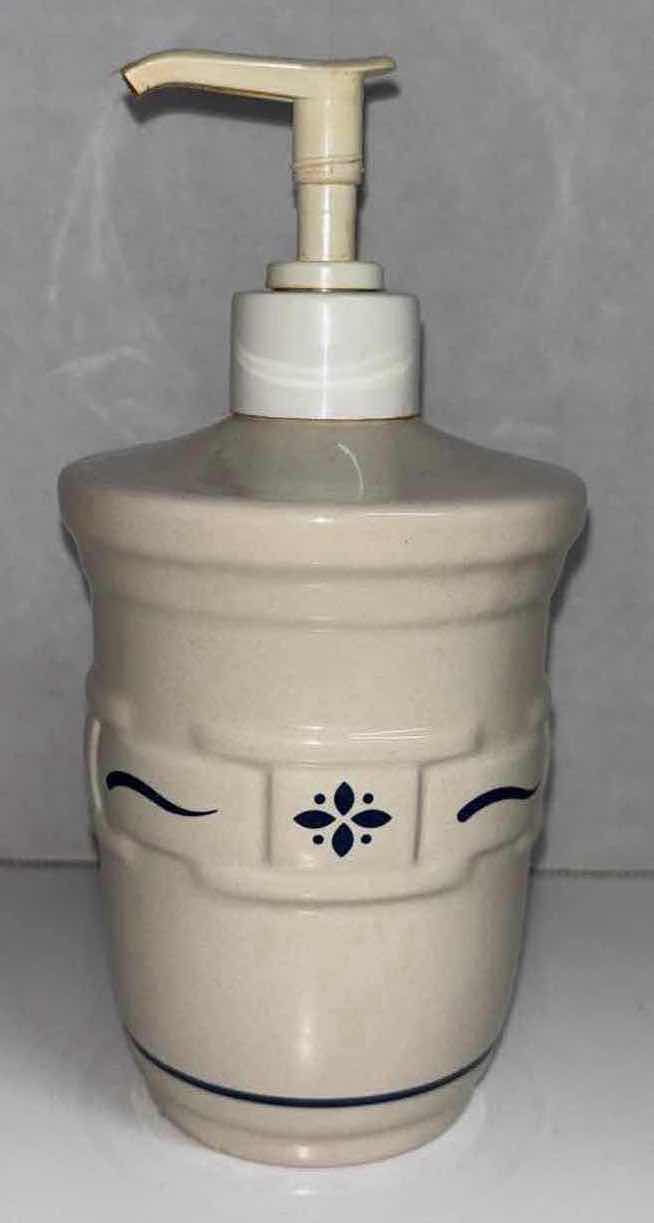 Photo 1 of LONGABERGER POTTERY WOVEN TRADITIONS CLASSIC BLUE LOTION DISPENSER H7”