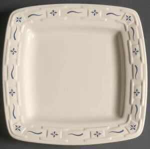 Photo 2 of LONGABERGER POTTERY WOVEN TRADITIONS CLASSIC BLUE SQUARE LUNCHEON PLATE 8.75” X 8.75”