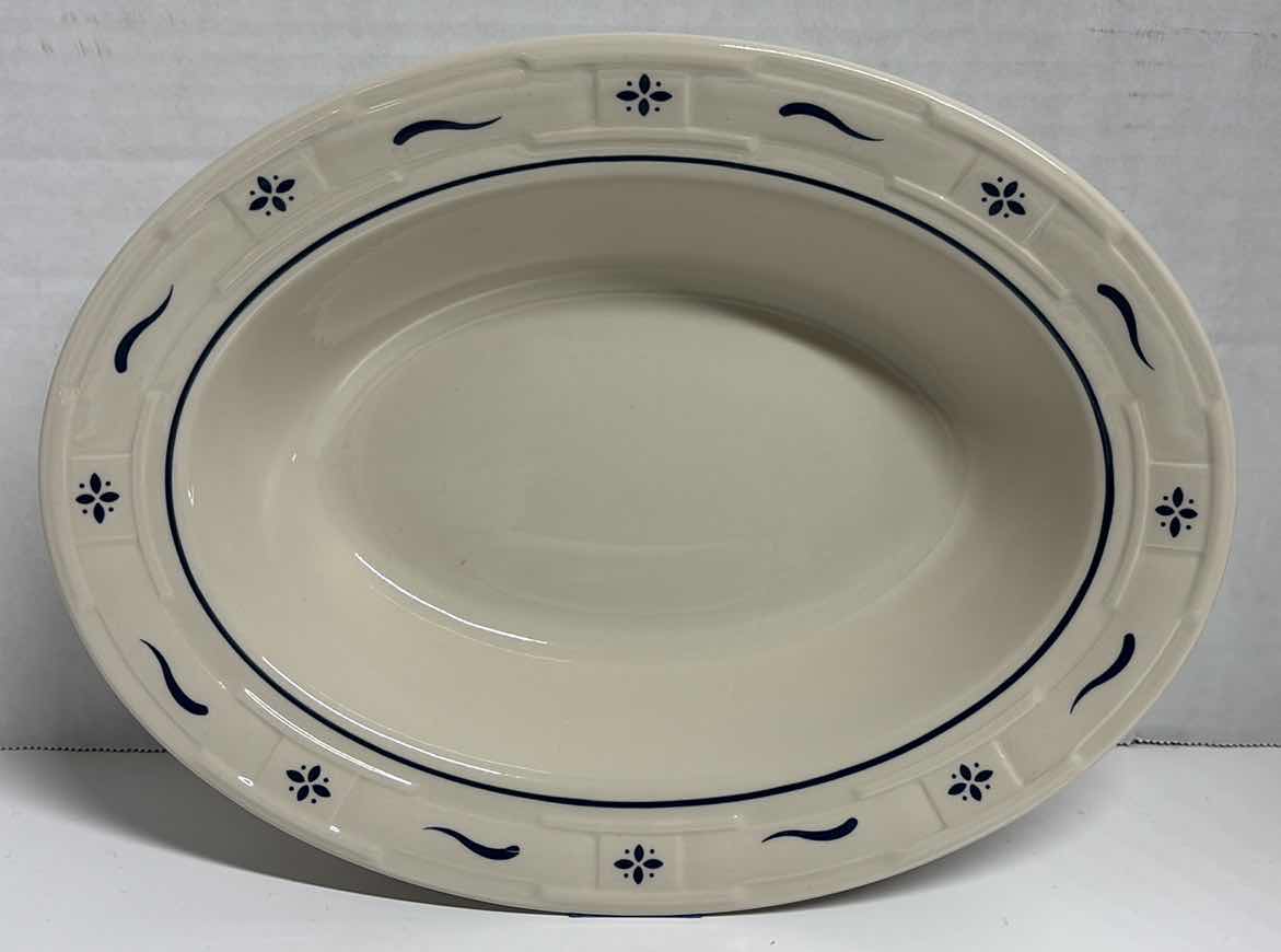 Photo 1 of LONGABERGER POTTERY WOVEN TRADITIONS CLASSIC BLUE 11” OVAL VEGETABLE BOWL