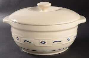 Photo 2 of LONGABERGER POTTERY WOVEN TRADITIONS CLASSIC BLUE 4 QUART ROUND COVERED CASSEROLE 11” X 6”