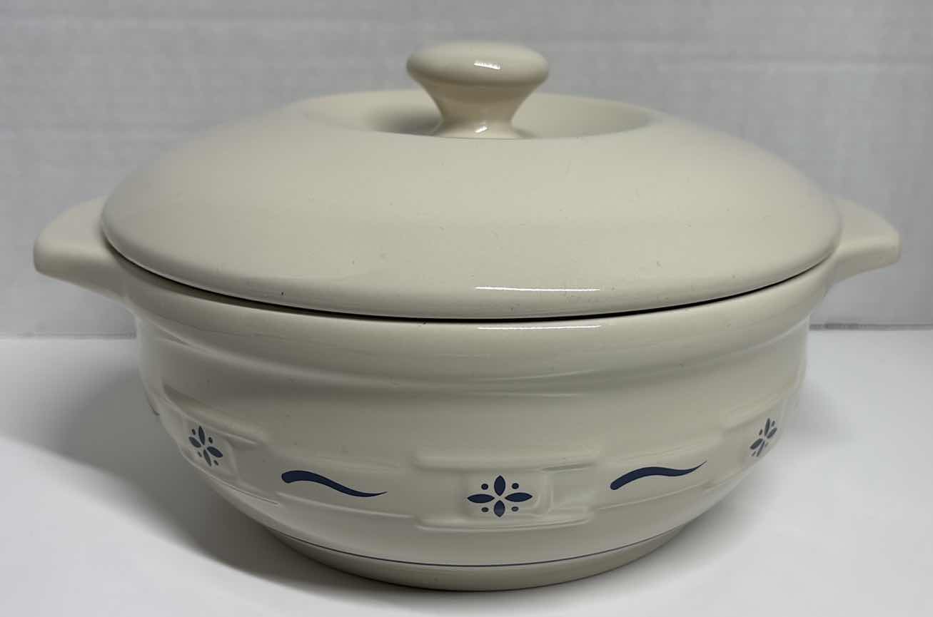 Photo 1 of LONGABERGER POTTERY WOVEN TRADITIONS CLASSIC BLUE 4 QUART ROUND COVERED CASSEROLE 11” X 6”