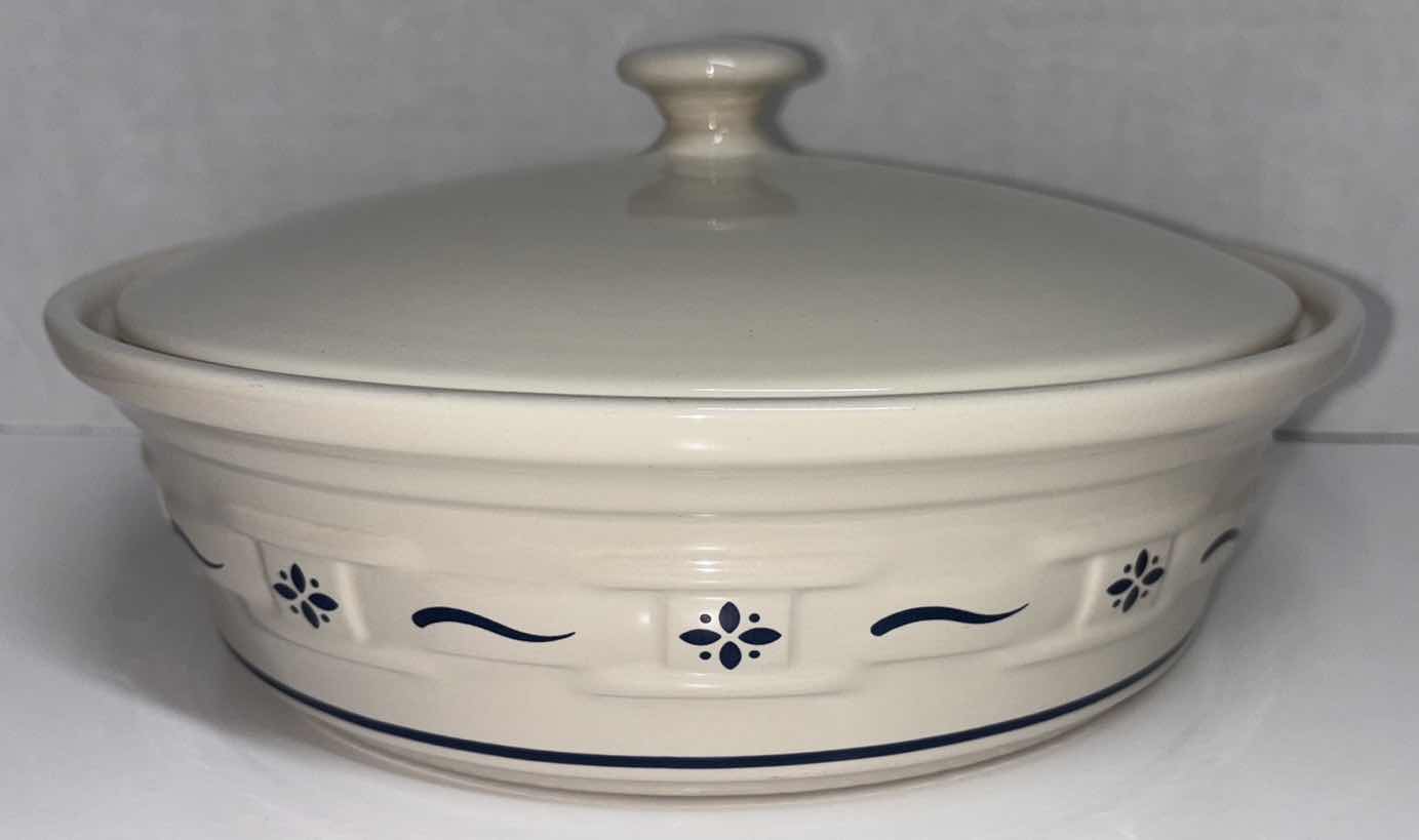 Photo 1 of LONGABERGER POTTERY WOVEN TRADITIONS CLASSIC BLUE2 QUART ROUND COVERED CASSEROLE DISH 10.75” X 5”