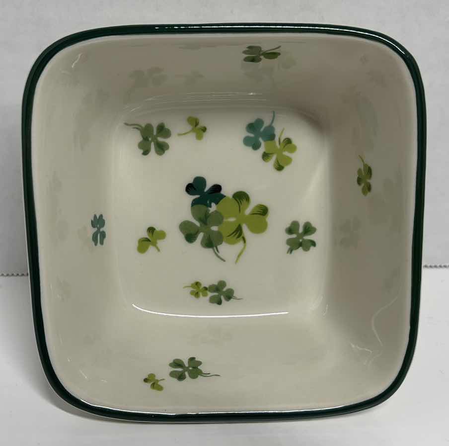 Photo 3 of LONGABERGER POTTERY SHAMROCK LUCKY TWIST 5” SQUARE DISH