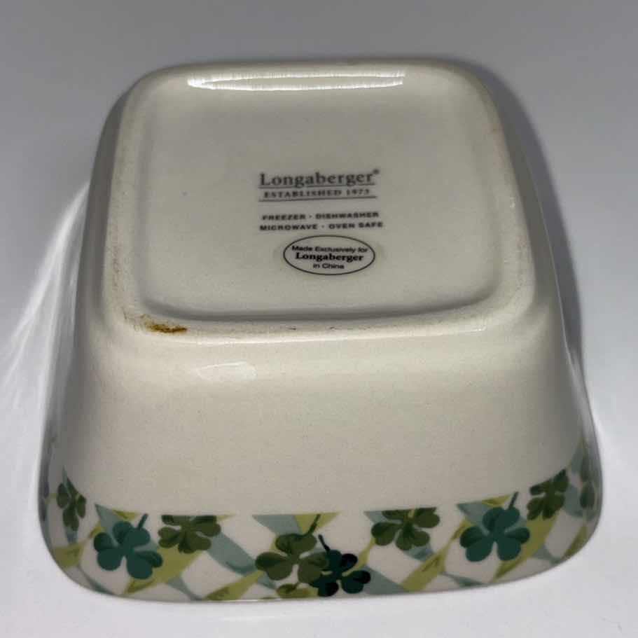 Photo 4 of LONGABERGER POTTERY SHAMROCK LUCKY TWIST 5” SQUARE DISH