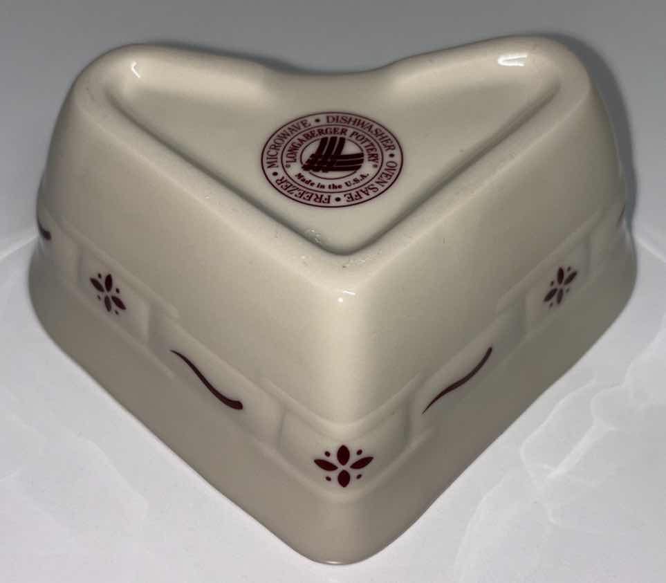 Photo 4 of LONGABERGER POTTERY HEART RAMEKIN “ALWAYS AT HOME IN YOUR HEART” 5.5” X 2”