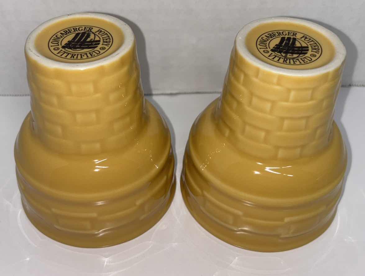 Photo 2 of LONGABERGER POTTERY WOVEN TRADITIONS BUTTERNUT ICE CREAM CONE DESSERT DISH (2) 4” X 4.5”