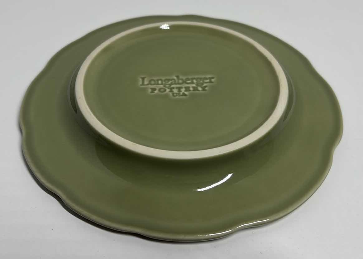 Photo 2 of LONGABERGER POTTERY LEAF COLLECTION 7” DESSERT/PIE PLATE (SAGE)