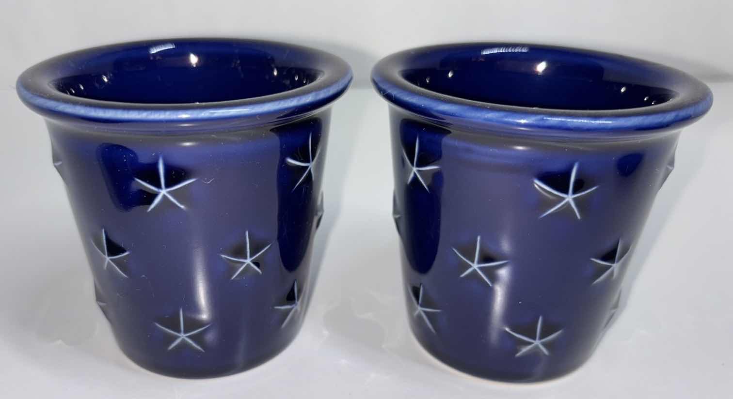 Photo 1 of LONGABERGER POTTERY PROUDLY AMERICAN COLLECTION SET OF 2 VOTIVE CANDLEHOLDERS 3.25” X 3”