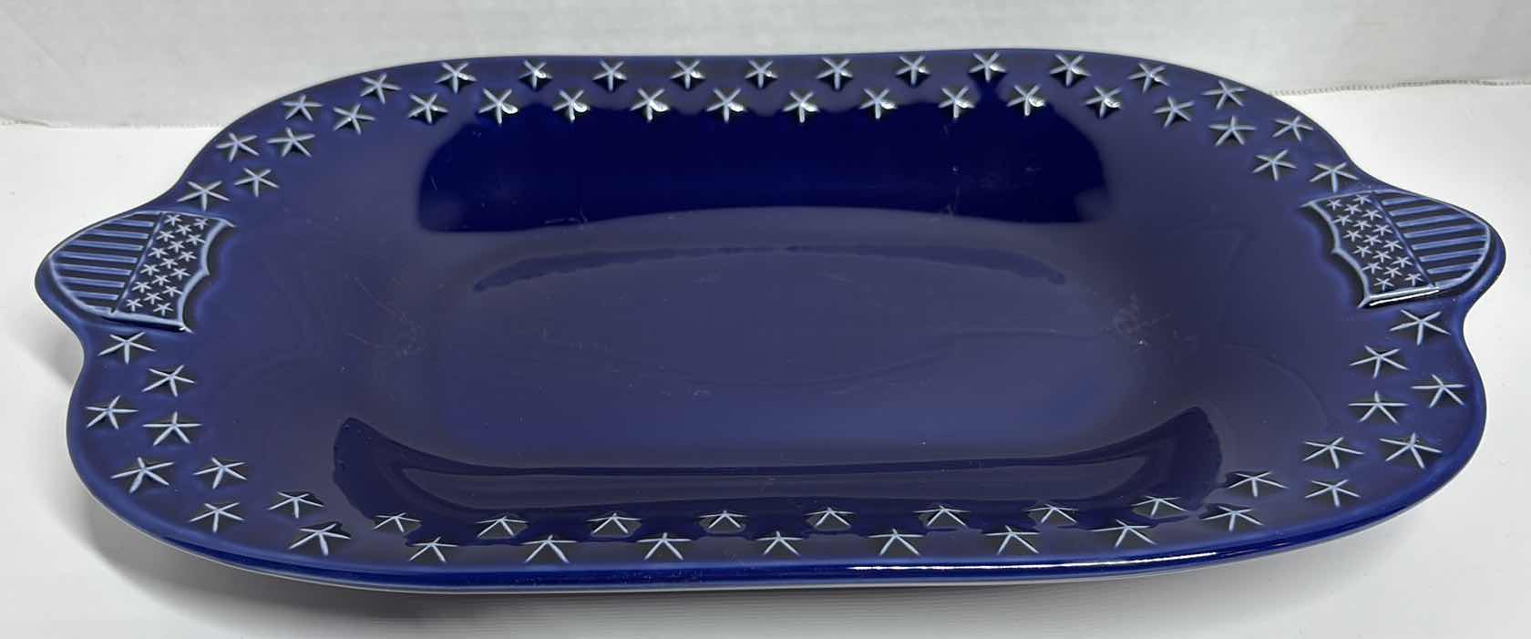 Photo 2 of LONGABERGER POTTERY PROUDLY AMERICAN COLLECTION 15” RECTANGULAR TRAY 8.75” X 15.75”