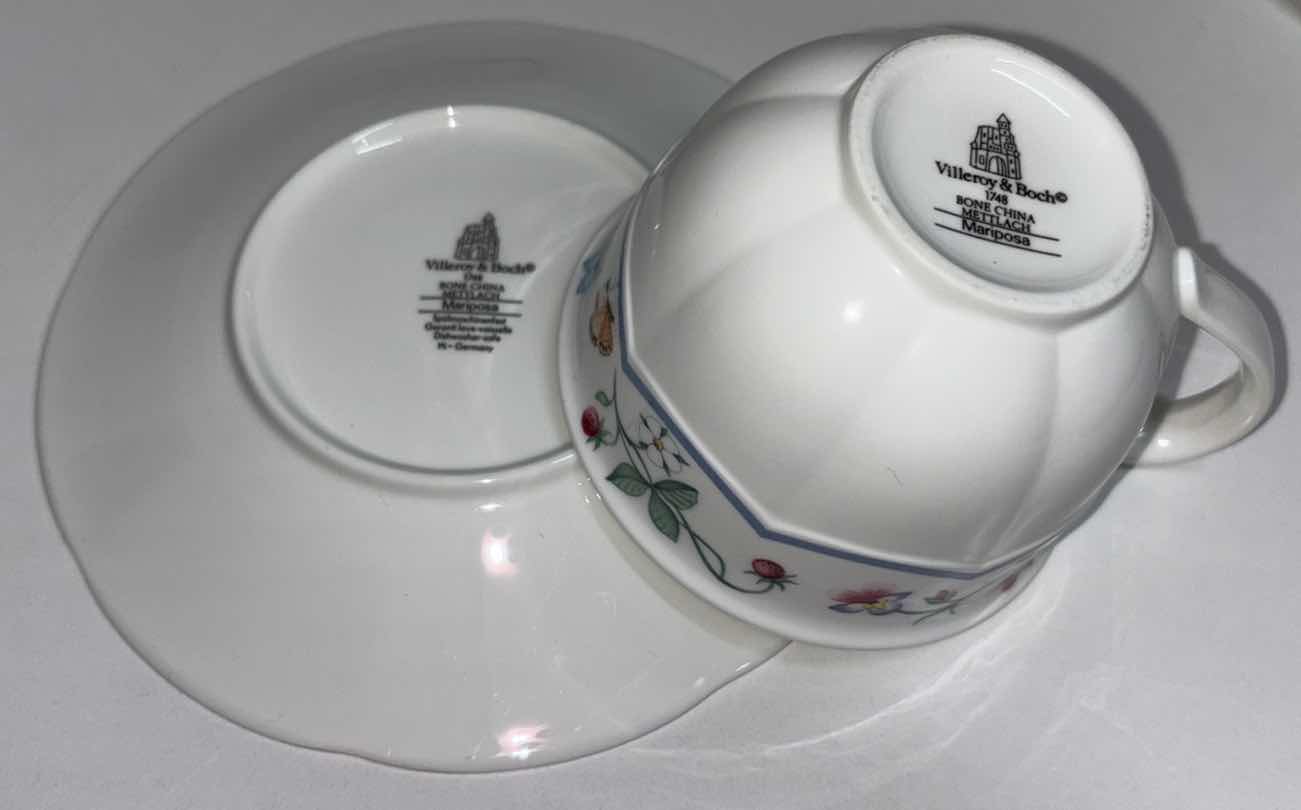 Photo 5 of VILLEROY & BOCH MARIPOSA BONE CHINA COLLECTION, 3.5” X 2.5” FLAT CUP & 6” SAUCER SET