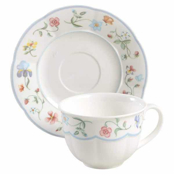 Photo 1 of VILLEROY & BOCH MARIPOSA BONE CHINA COLLECTION, 3.5” X 2.5” FLAT CUP & 6” SAUCER SET