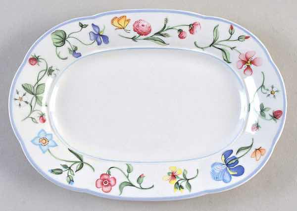 Photo 1 of VILLEROY & BOCH MARIPOSA BONE CHINA COLLECTION, RELISH/GRAVY UNDERPLATE 5.75” X 8.5”