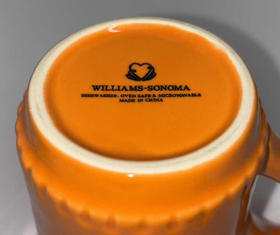 Photo 2 of WILLIAMS-SONOMA RUSTIC HEART COLLECTION, SET OF 2 ORANGE MUGS 3.5” X 4.25”