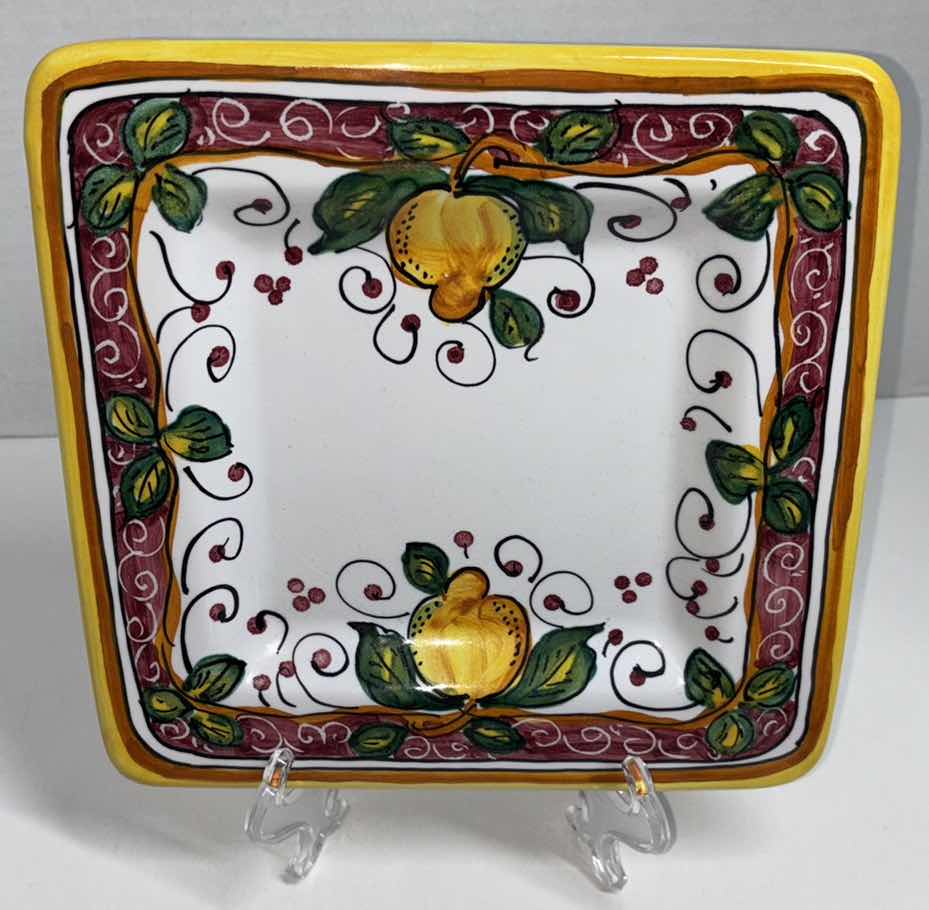 Photo 1 of Il COCCIO ALCANTARA HANDPAINTED SQUARE PLATE 8.5” X 8.5”