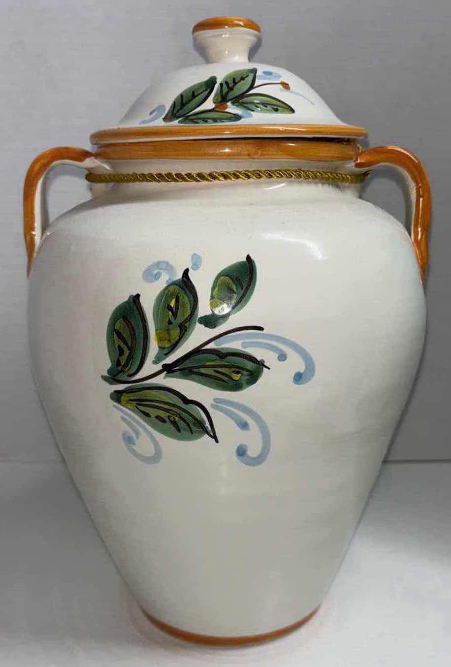 Photo 4 of DI CAMILLO BISCOTTI 1920 FLORENTINE SPOUT HANDPAINTED ITALIAN CERAMIC 13” JAR