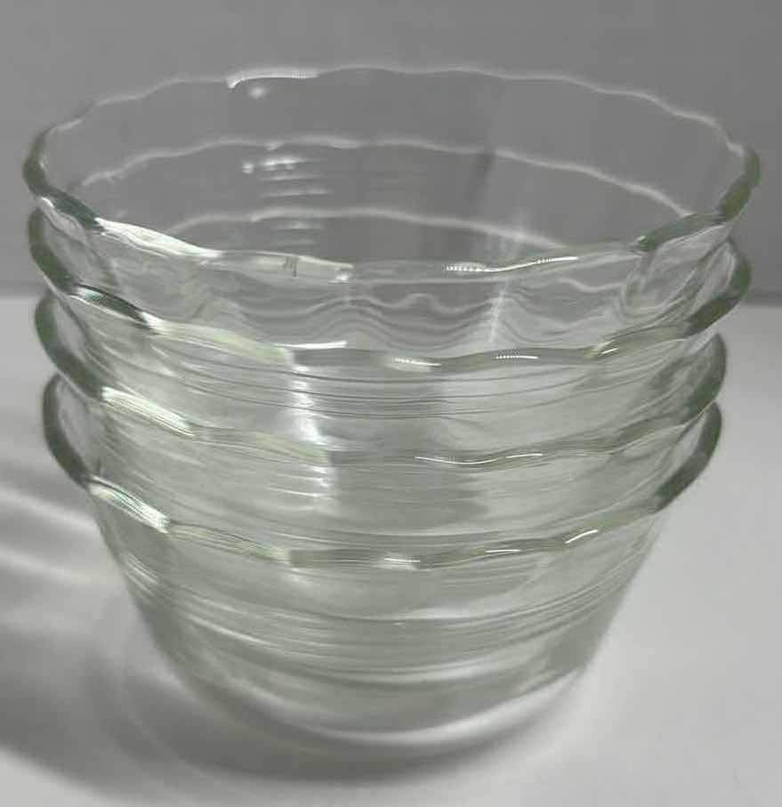 Photo 2 of 4-PC VINTAGE PYREX #463, 3-RING SCALLOP EDGE CUSTARD CUPS