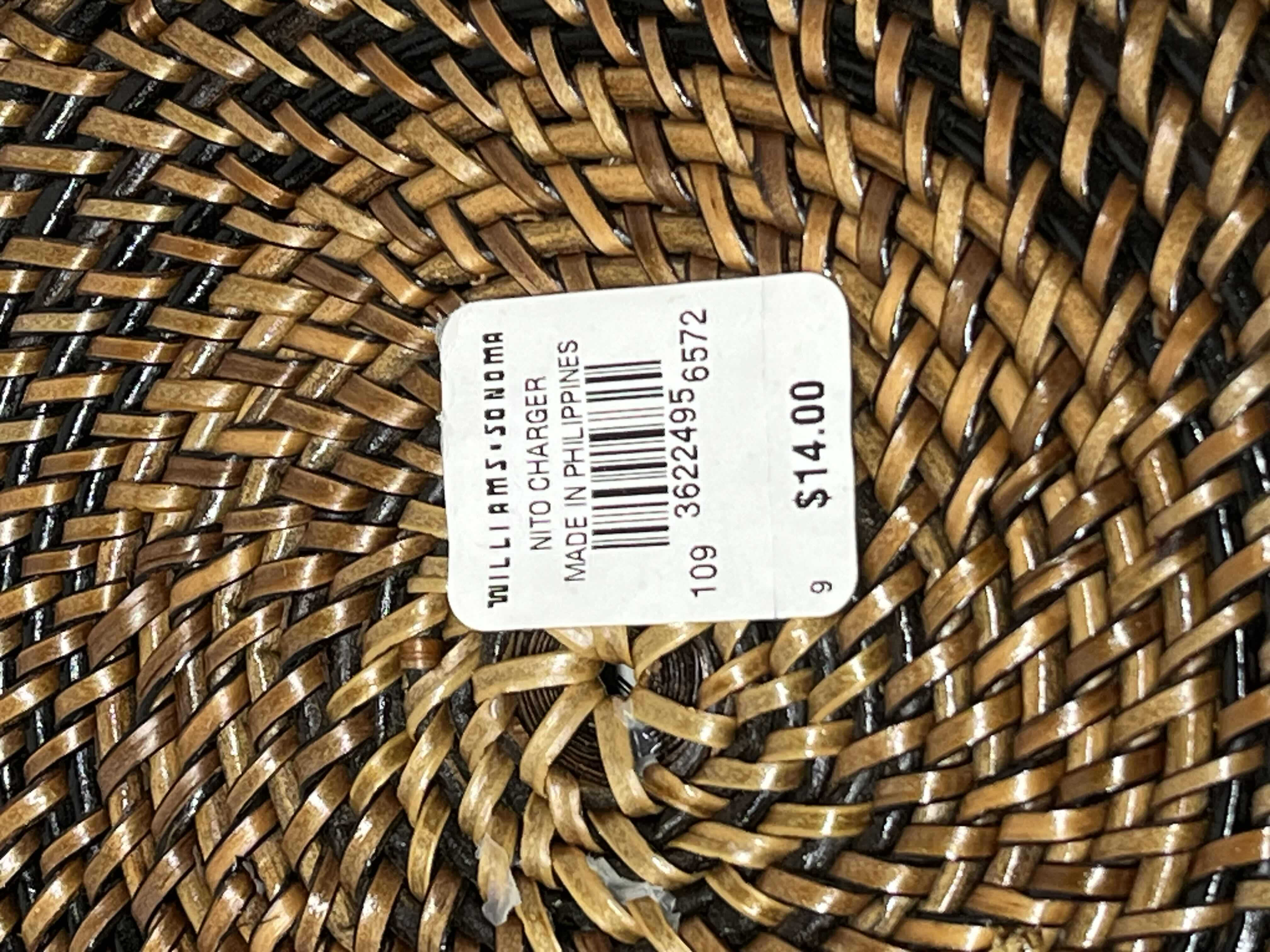 Photo 1 of WILLIAMS SONOMA NITO CHARGER PLATES (4) 13” W DECORATIVE WINE NAPKINS (4)