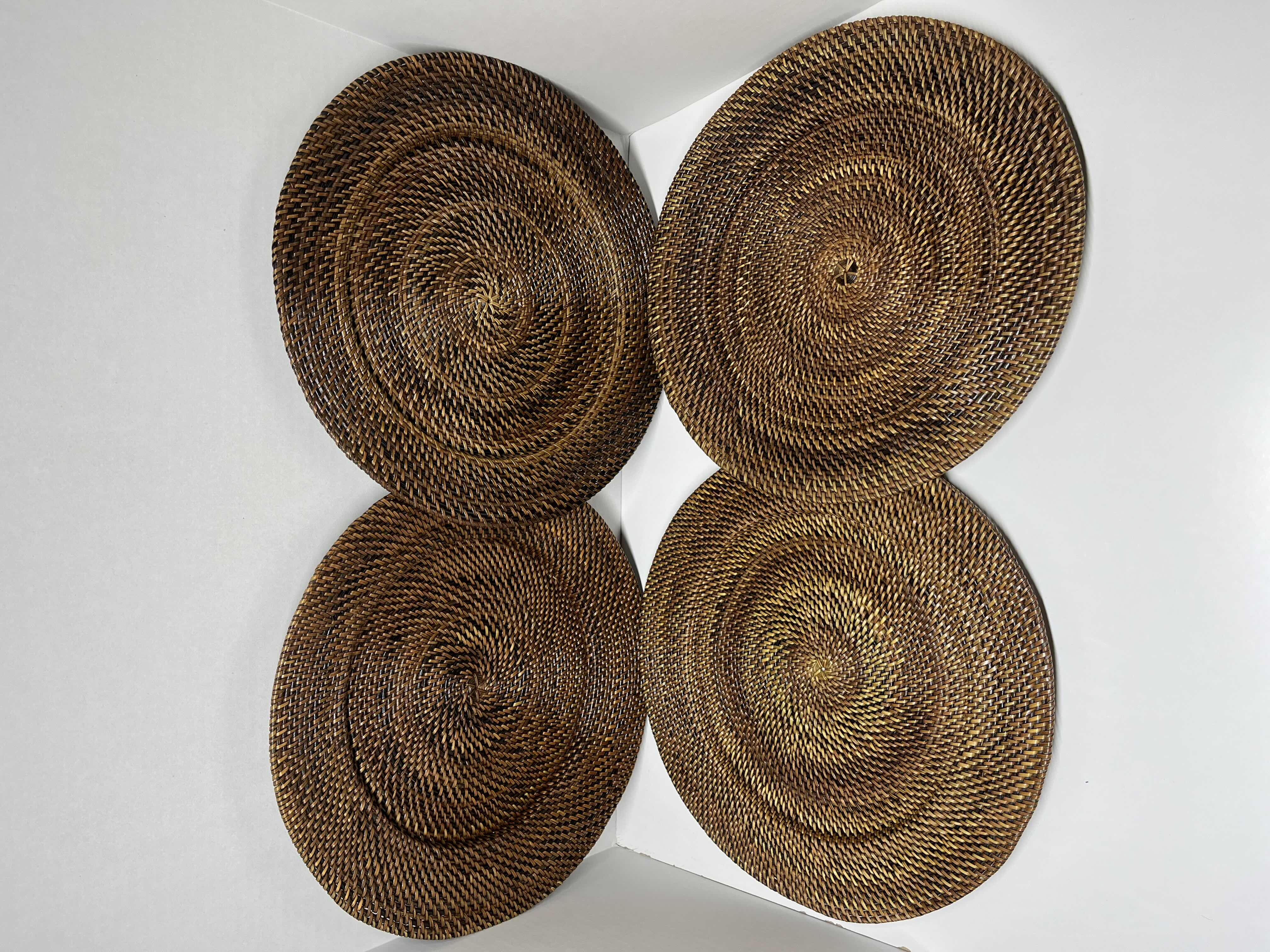 Photo 1 of WILLIAMS SONOMA NITO CHARGER PLATES (4) 13” W DECORATIVE WINE NAPKINS (4)