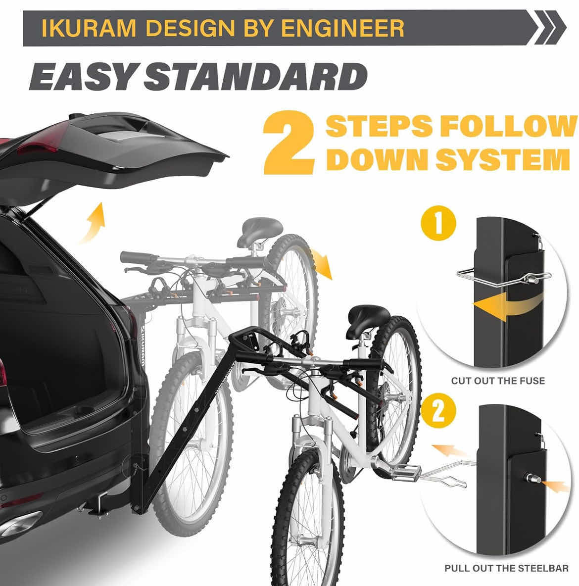 Photo 1 of NEW IKURAM ANTI-RATTLE DUAL BIKE RACK VEHICLE HITCH MOUNT
