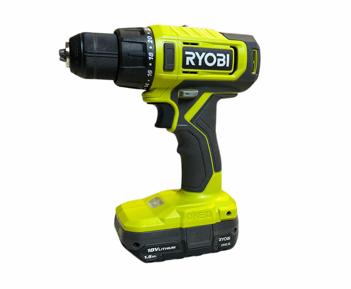 Photo 1 of RYOBI ONE PLUS CORDLESS DRIVER DRILL MODEL PCL206 W BATTERY & BIT SET