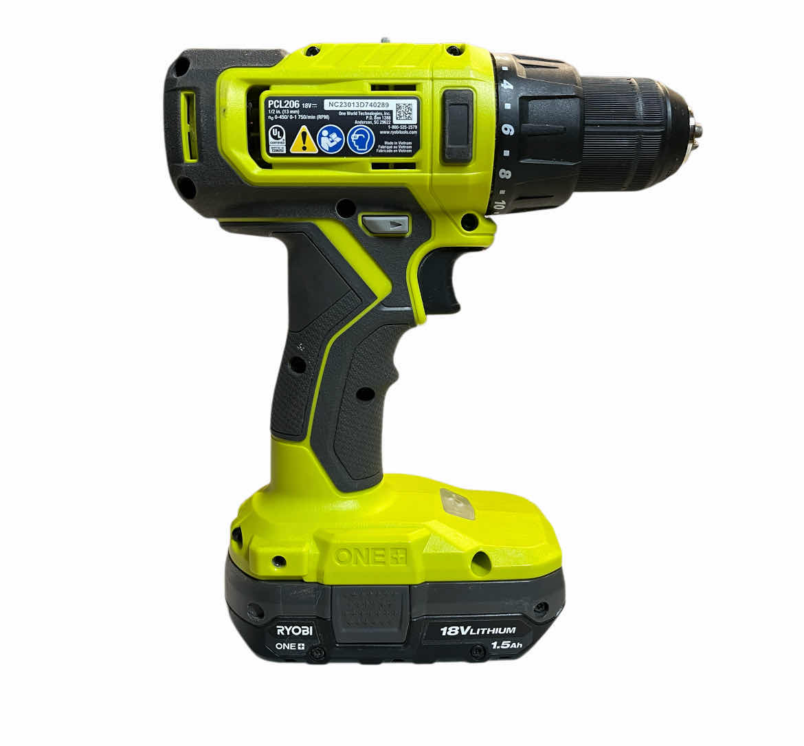 Photo 1 of RYOBI ONE PLUS CORDLESS DRIVER DRILL MODEL PCL206 W BATTERY & BIT SET
