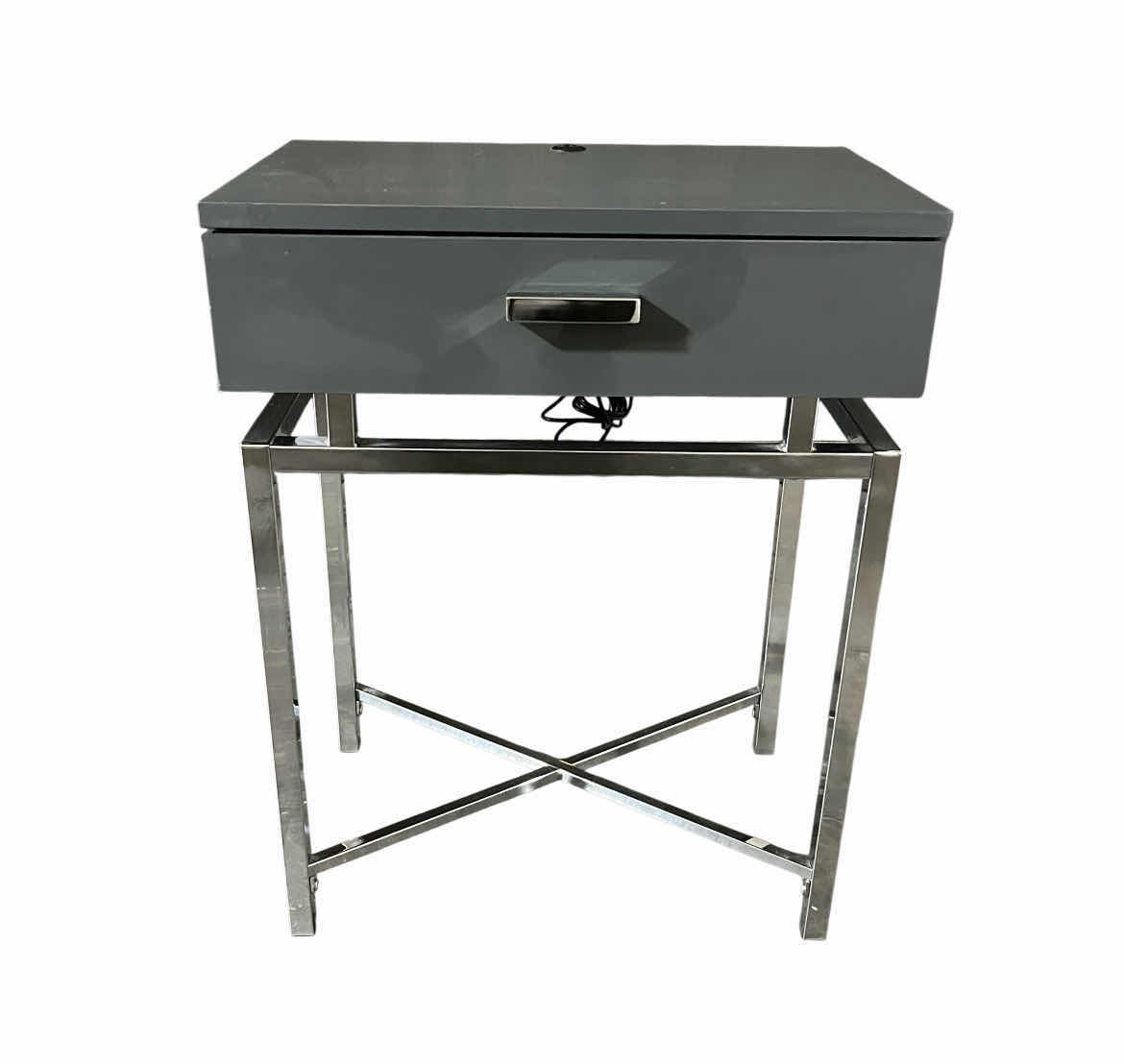 Photo 1 of COASTER Z2 PREMIUM GREY & CHROME ACCENT TABLE 18” X 12.5” H24”