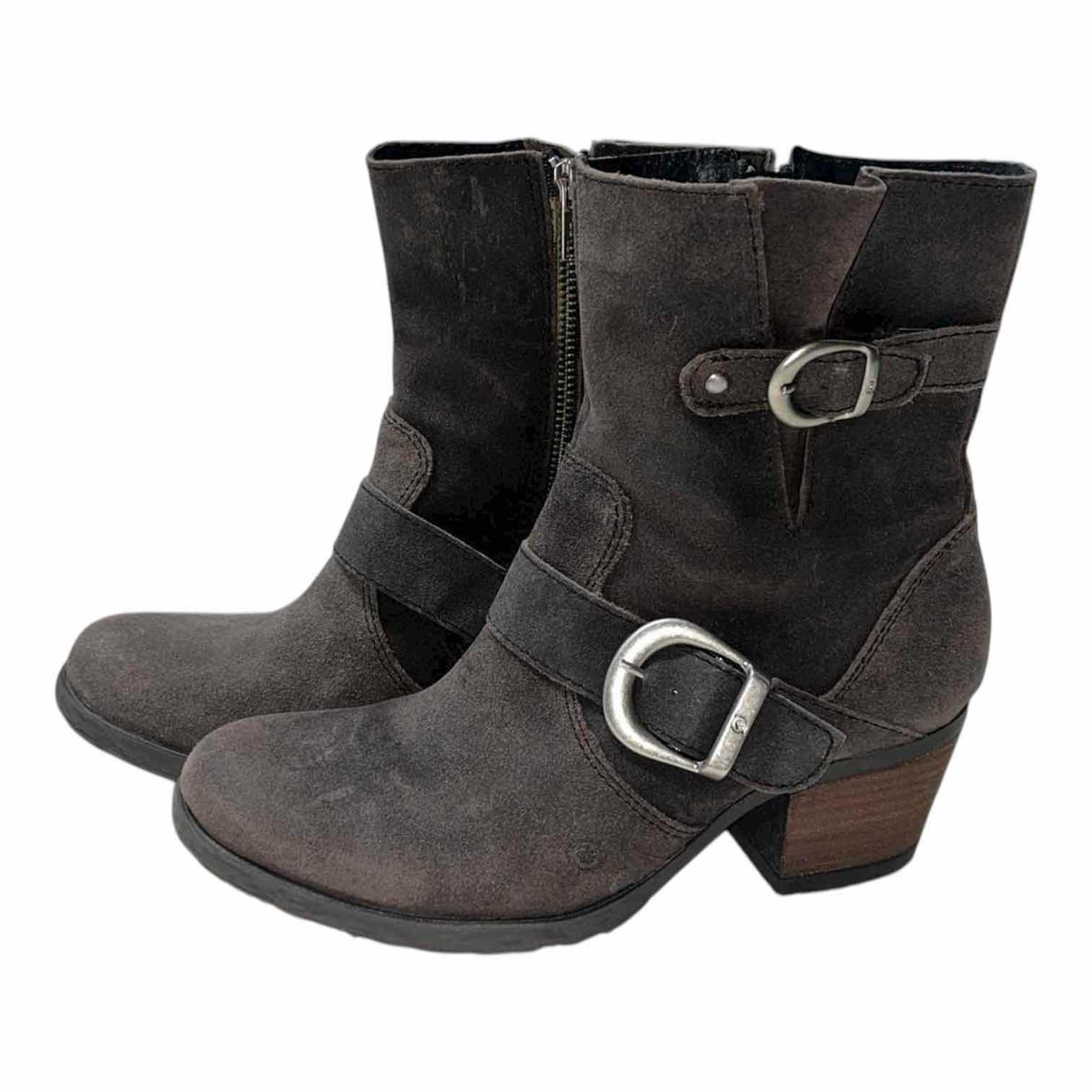 Photo 1 of BORN GALENE RUSTIC BROWN SUEDE MOTO BOOTS WOMENS SIZE 9