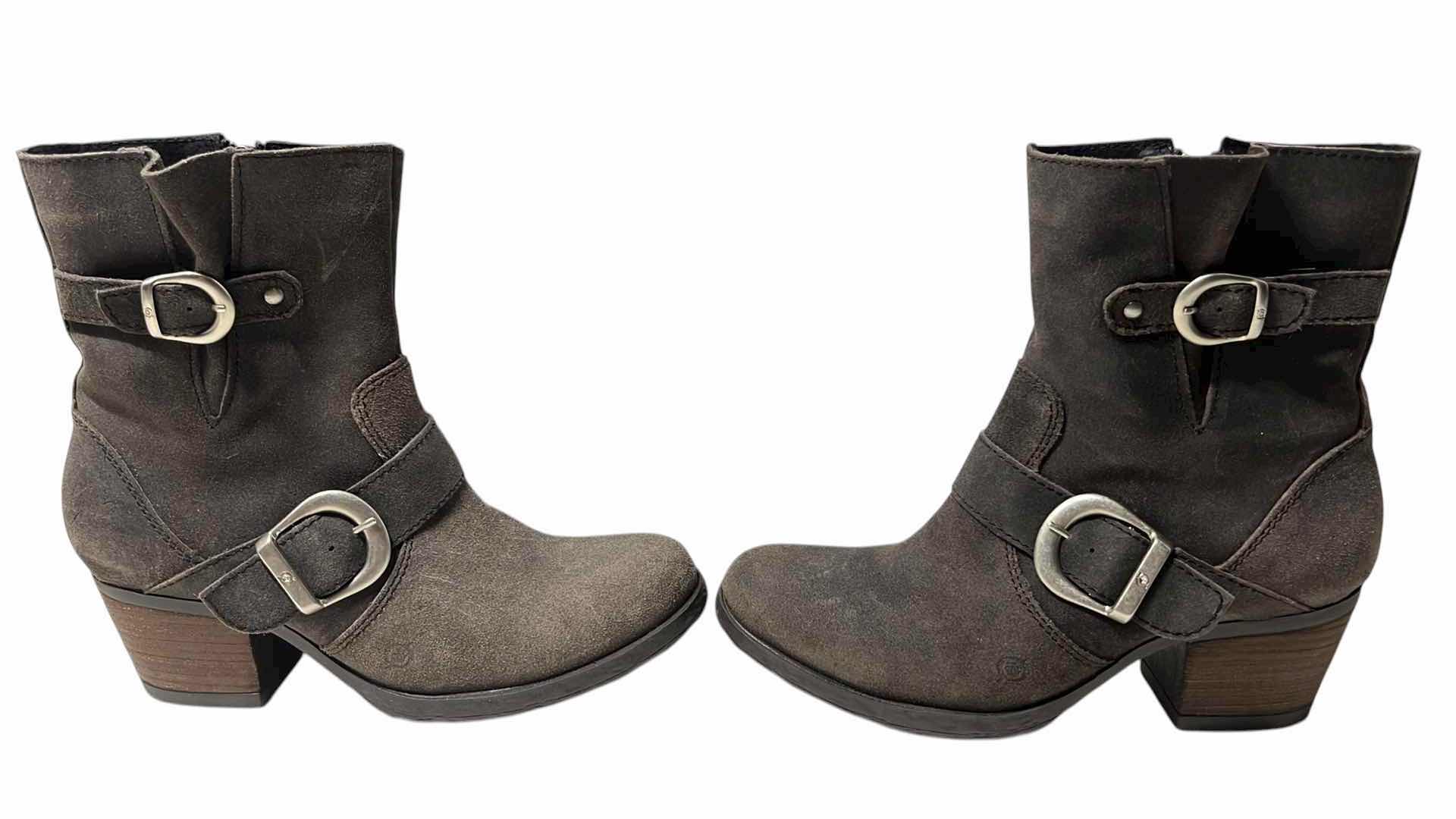 Photo 1 of BORN GALENE RUSTIC BROWN SUEDE MOTO BOOTS WOMENS SIZE 9