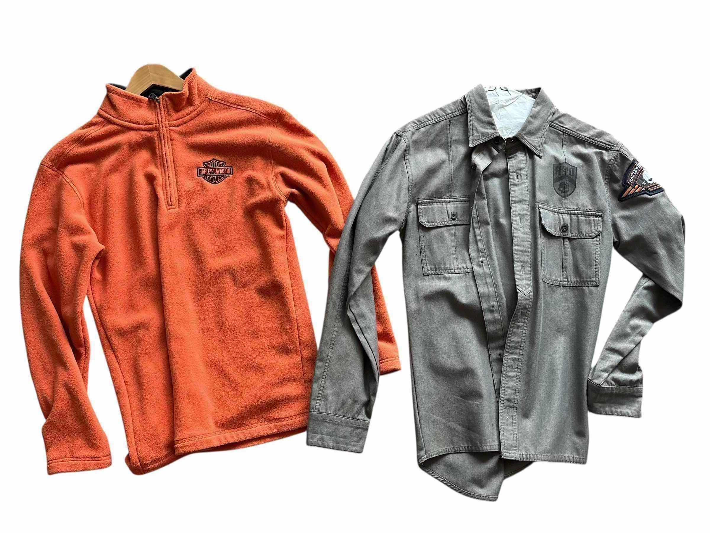 Photo 1 of (2)PCS HARLEY-DAVIDSON FLEECE AND LONG SLEEVE BUTTON UP SIZE M MENS