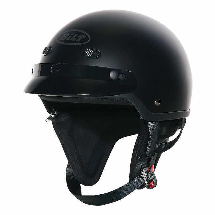 Photo 1 of BILT FALCON MOTORCYCLE 1/2 HELMET W STORAGE BAG, SIZE MEDIUM MATTE BLACK