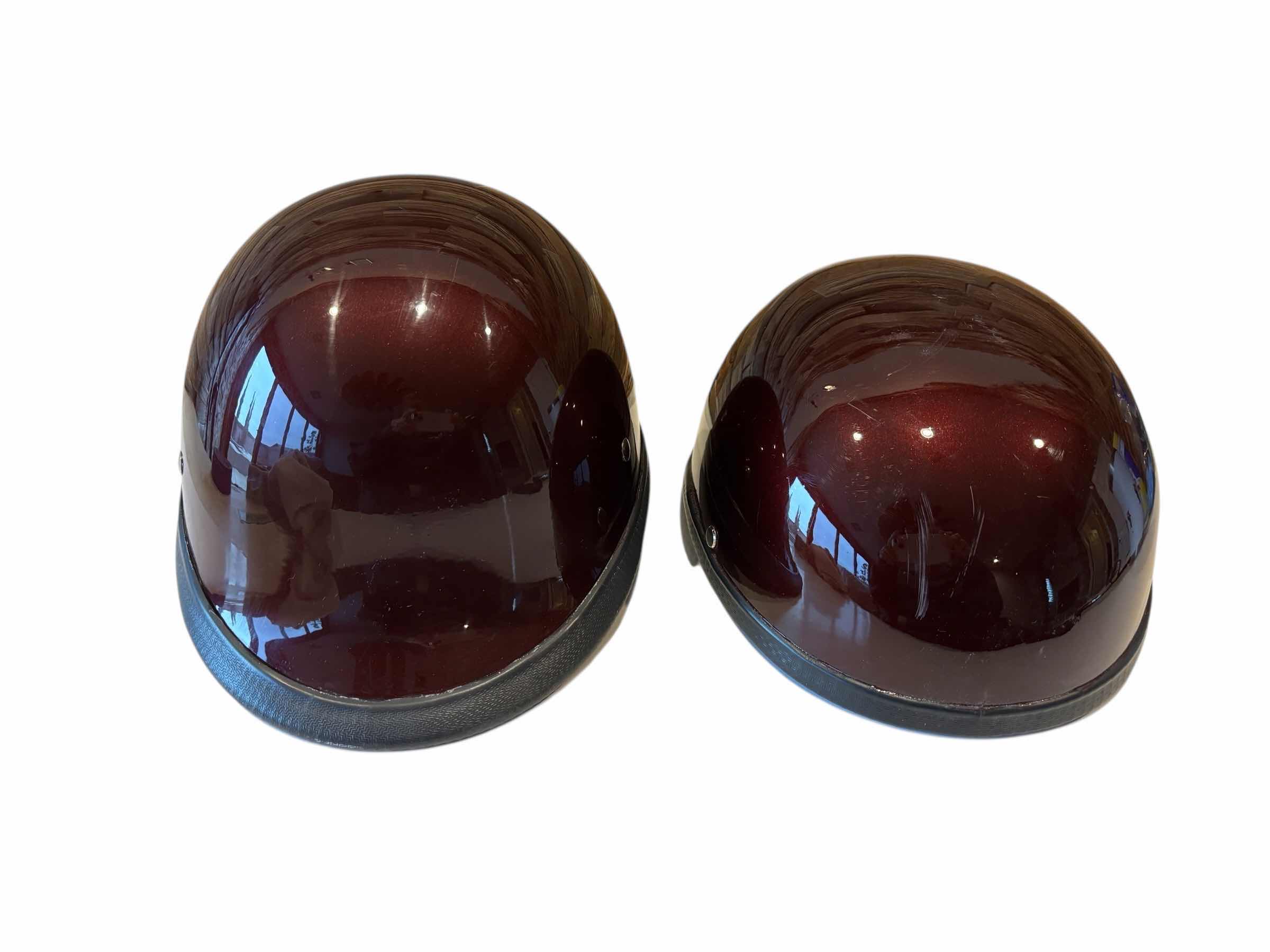Photo 1 of MOTORCYCLE WOMENS HALF HELMETS, METALLIC BURGUNDY (2)