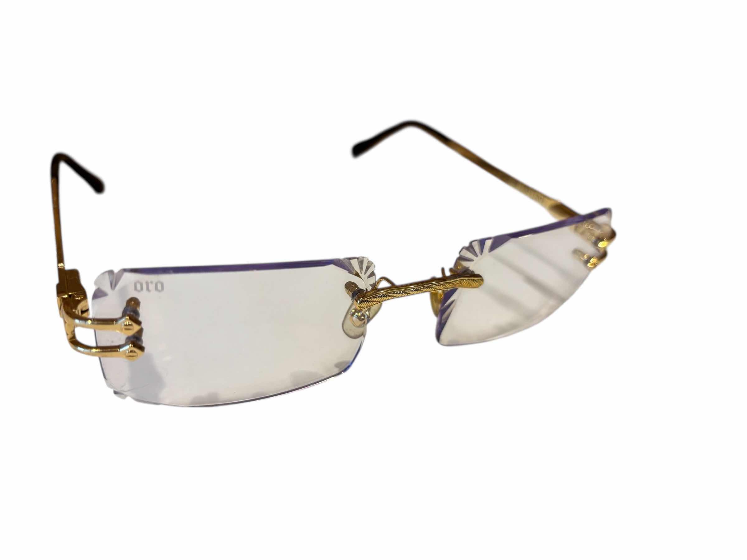 Photo 1 of JAMES ORO AUTHENTIC II XL GLASSES, GOLD FRAME/CLEAR BEVELED LENSES