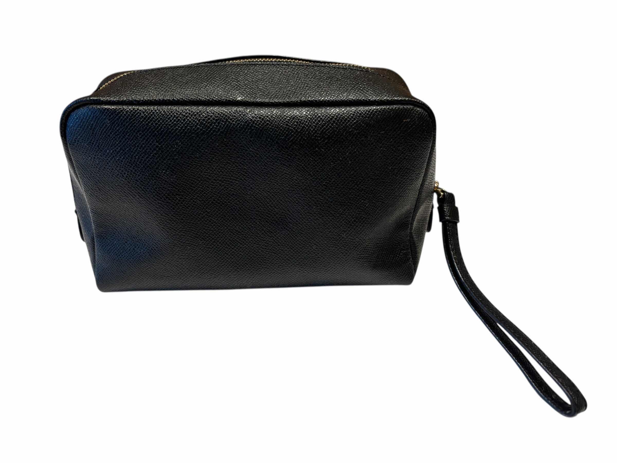 Photo 1 of COACH BOXY COSMETIC CASE LARGE WRISTLET IN BLACK W GOLD-TONED HARDWARE