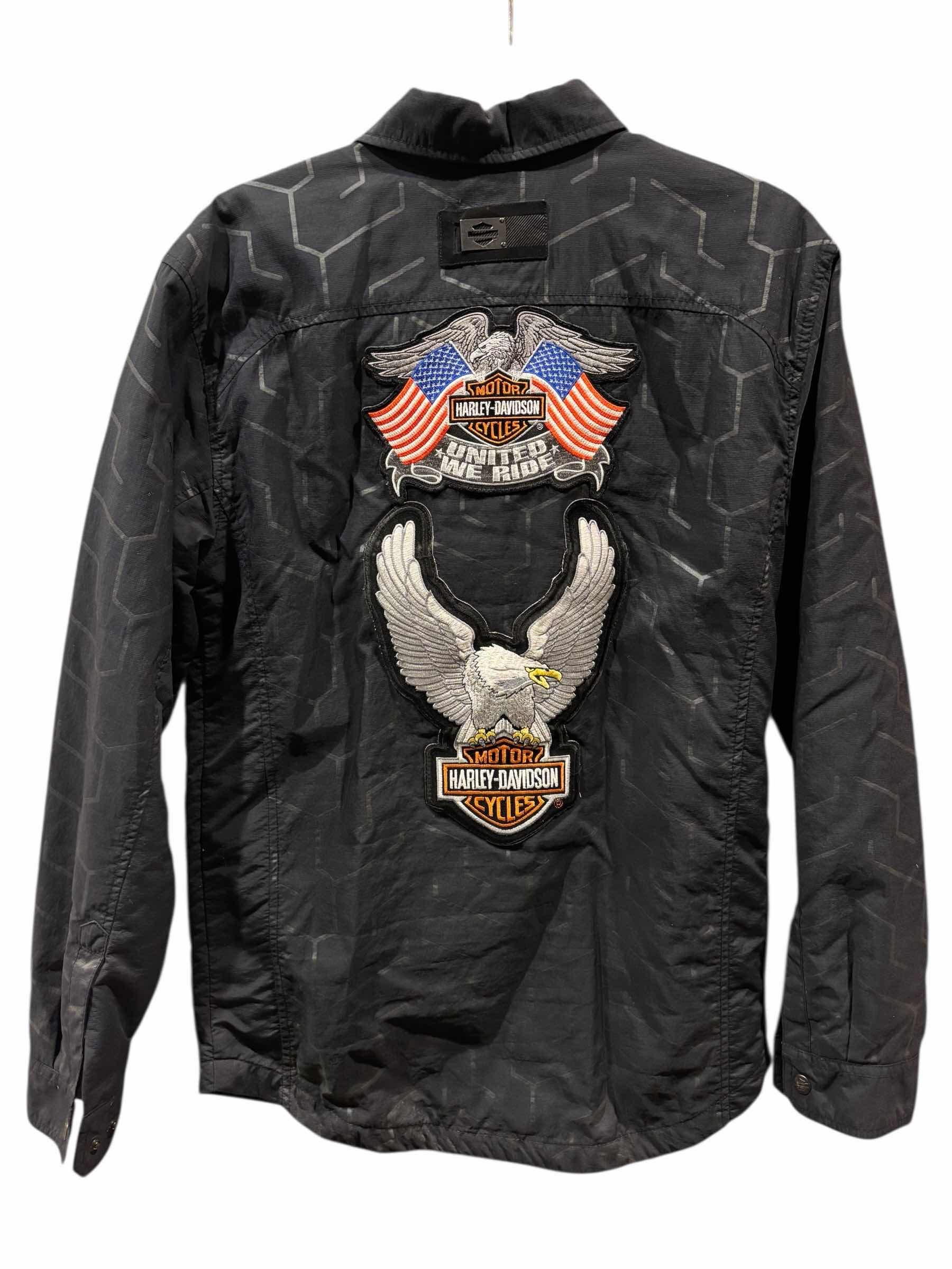 Photo 1 of HARLEY DAVIDSON TIRE TREAD BUTTON FRONT JACKET, MENS SIZE SMALL