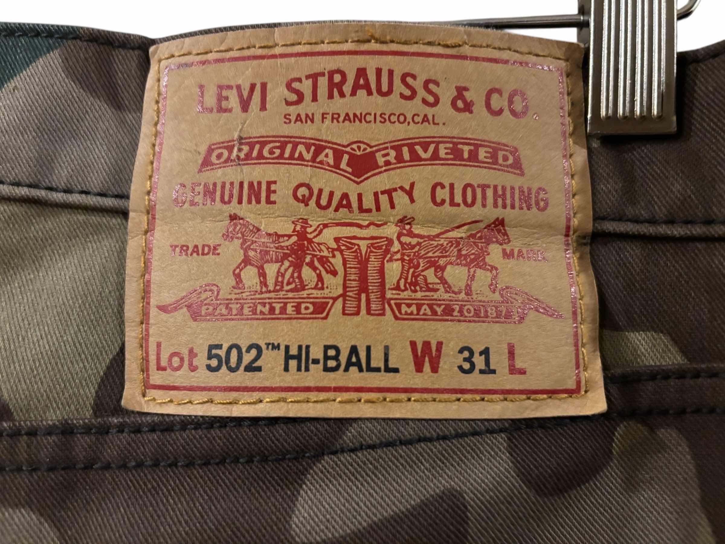 Photo 1 of MENS LEVI’S 502 CAMO HI-BALL JEANS, MENS W31